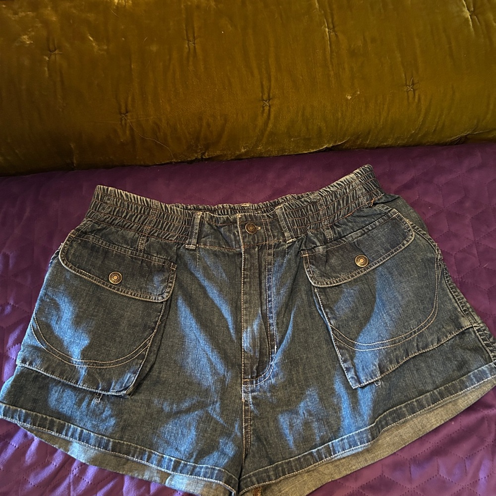 Free People Blue Jean Shorts Distressed Cut-Off